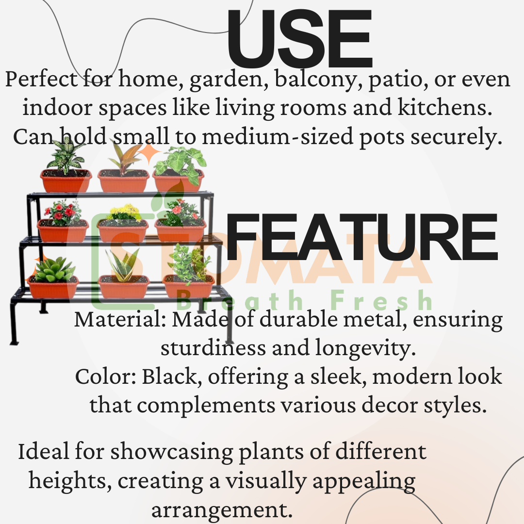 Heavy Duty Step Planter Stand (Easy Assembly) Indoor Planter Stand | Balcony Plant Pot Stand | Gardening Pot Stands (3 Step)