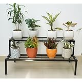 2-Tier Square Tube Plant Stand | Heavy Duty Iron Pot Stand for Balcony, Home Decor, Indoor and Outdoor Use