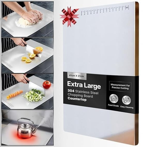 Arwan home's Countertop Stainless Steel Chopping Board for Kitchen,Fruit and Vegetable Cutting & Chopping Board (Pack of 1)(41cm X 32cm) (Large Counter Top)