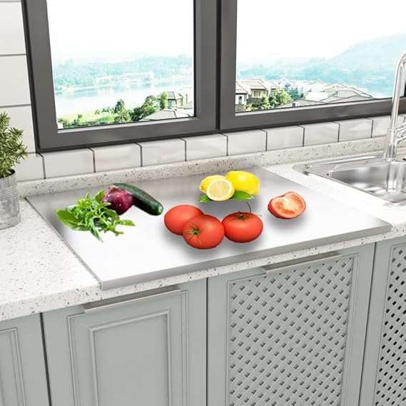 Arwan home's Countertop Stainless Steel Chopping Board for Kitchen,Fruit and Vegetable Cutting & Chopping Board (Pack of 1)(41cm X 32cm) (Large Counter Top)