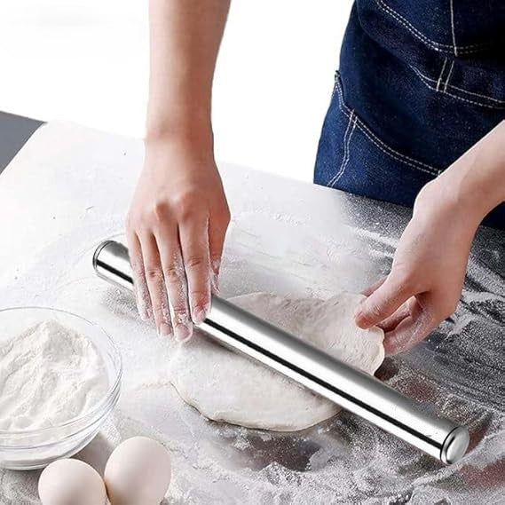 Stainless Steel Rolling Pin Chapati Belan Best Kitchen Accessories Roti Roller Size (Dia 25 Mm X 31.8 Cm)