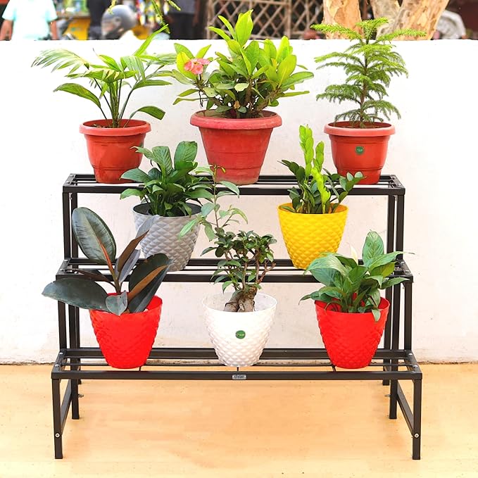 Heavy Duty Step Planter Stand (Easy Assembly) Indoor Planter Stand | Balcony Plant Pot Stand | Gardening Pot Stands (3 Step)