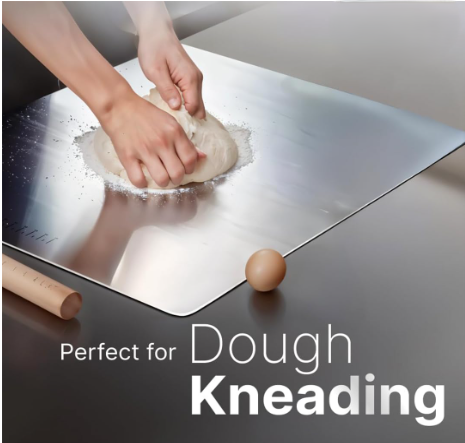 Stomata Garden's Countertop Stainless Steel Worktop Platform Round Edge, Chopping Board for Kitchen, Baking,Fruit and Vegetable Cutting & Chopping Board (Pack of 1) (350 * 250mm lase Handle)