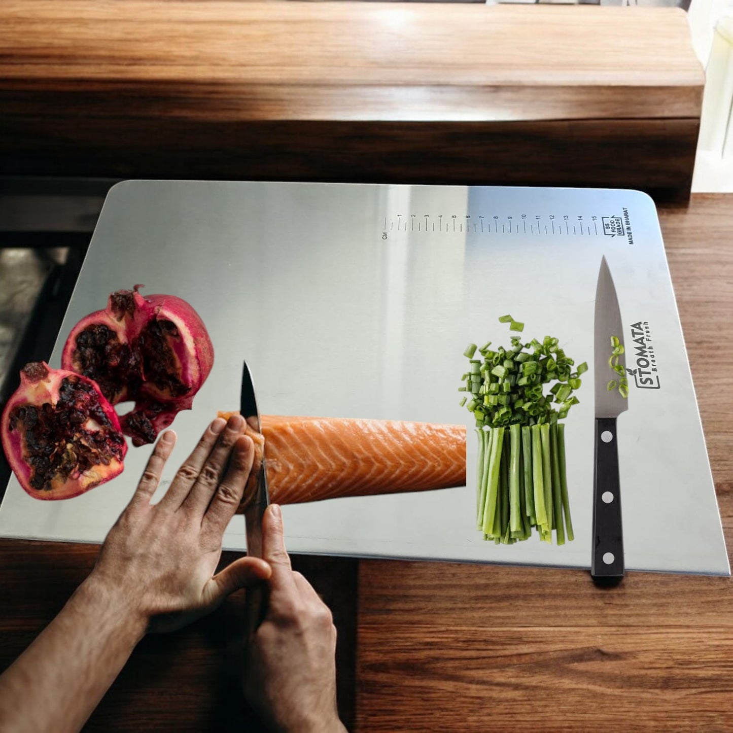 Arwan home's Countertop Stainless Steel Chopping Board for Kitchen,Fruit and Vegetable Cutting & Chopping Board (Pack of 1)(41cm X 32cm) (Large Counter Top)